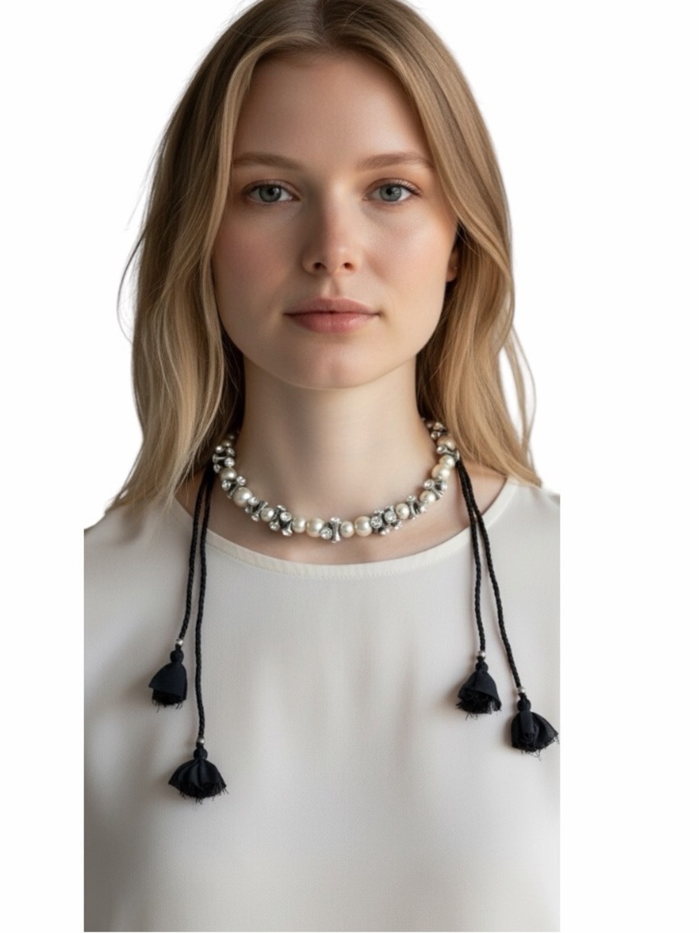 Vintage J. Crew Fresh Water Peral & Swarovski Crystal Necklace